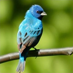 Generated sample: a blue bird on a branch