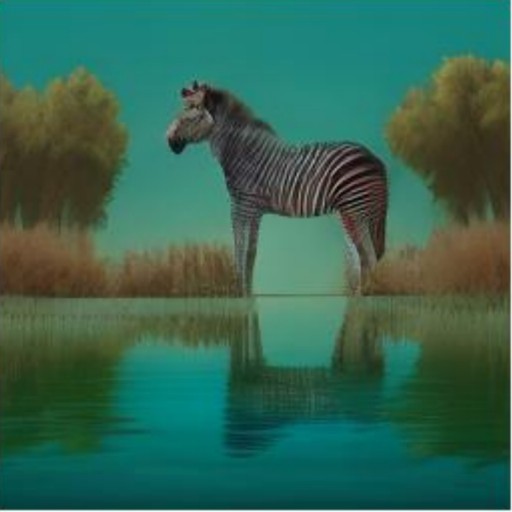 RECON: a zebra standing at the edge of a pond