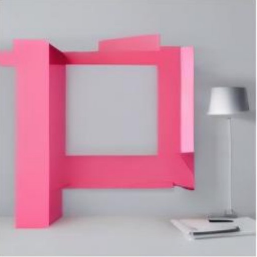 RECON: a modern pink geometric wall design with a sleek lamp